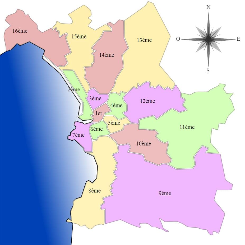 mapa ng Marseille arrondissement