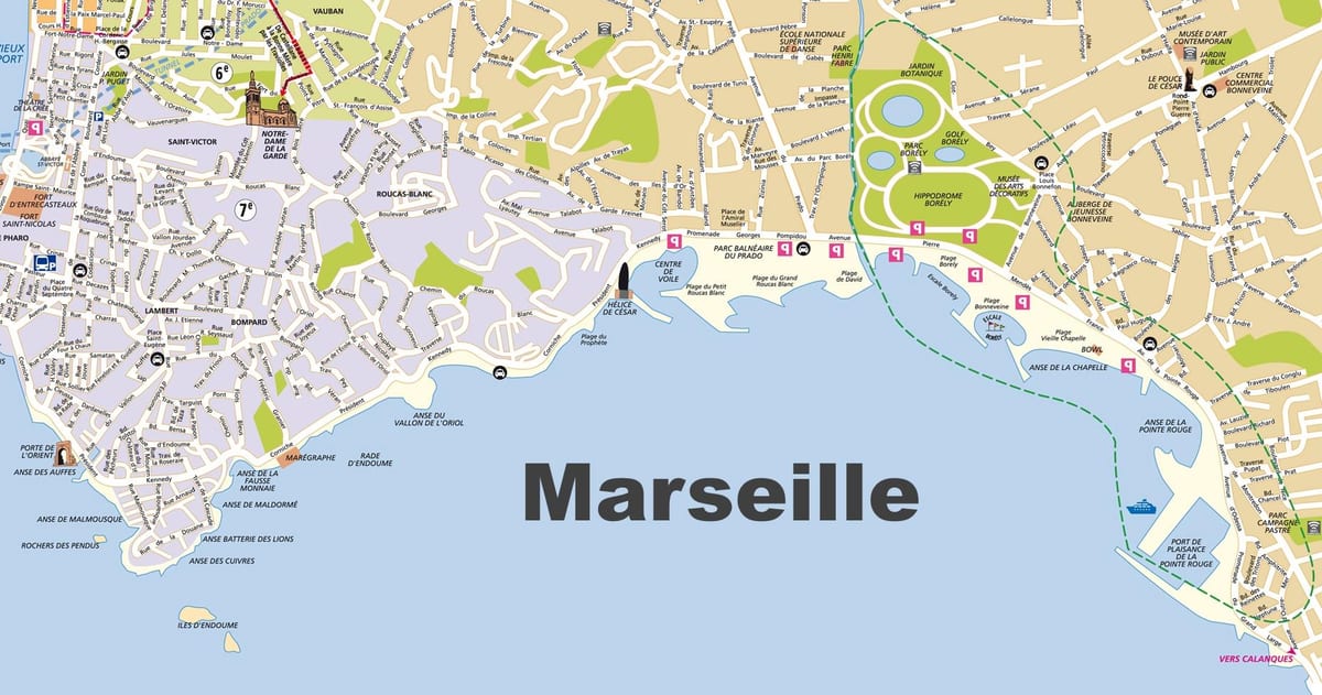 Marseille beach mapa