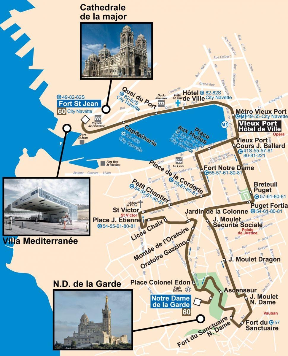 mapa ng Marseille bus 60 mapa