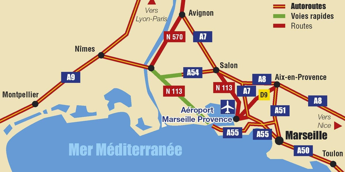 mapa ng Marseille highway