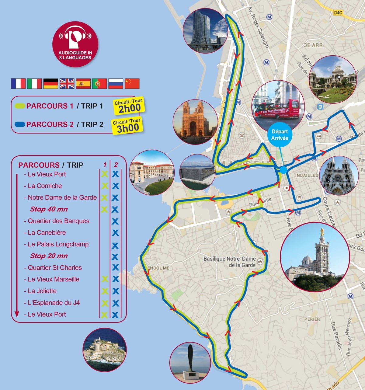 hop sa hop-off bus Marseille sa pransya sa mapa