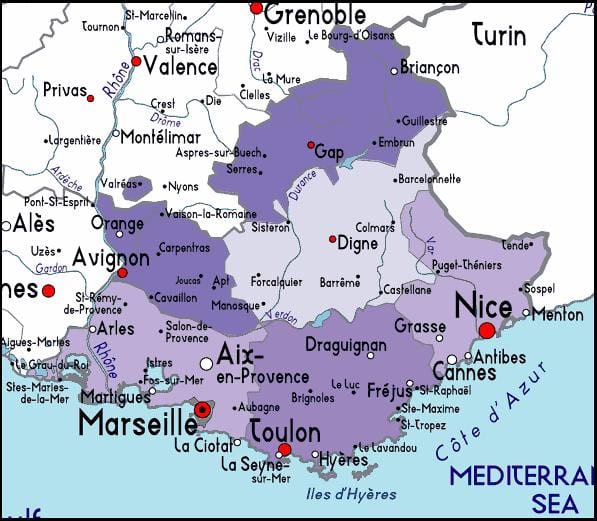 mapa ng rehiyon Marseille