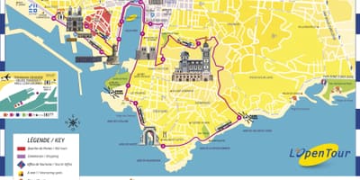 Marseille hop sa hop-off bus ruta ng mapa